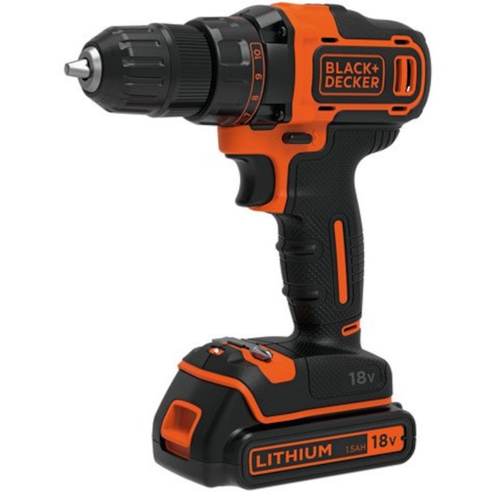 Reducere  RESIGILAT: Masina de gaurit, Black & Decker BDCDD186K, 1400 rpm, Acumulator Li-Ion, Negru/Portocaliu