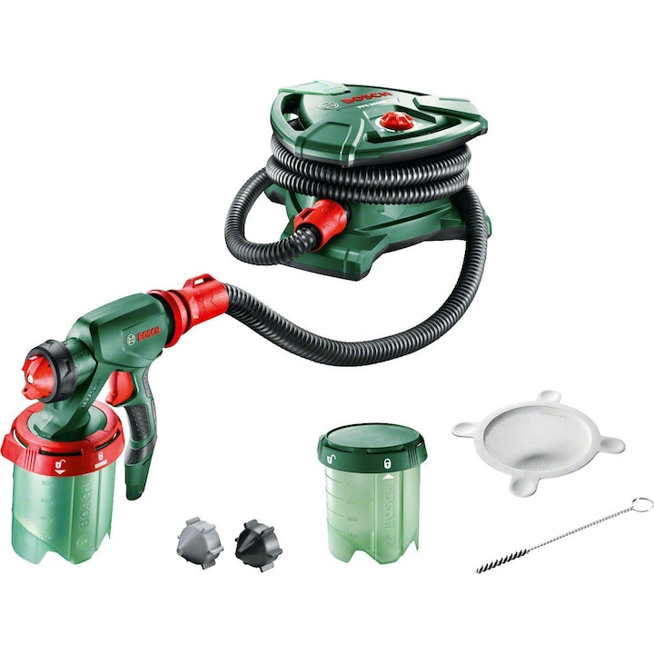 Reducere  RESIGILAT: Pistol de vopsit Bosch PFS 5000 E, 1200 W, 1000 ml capacitate rezervor, 500 ml/min capacitate pompare, 4 m lungime furtun, accesorii incluse