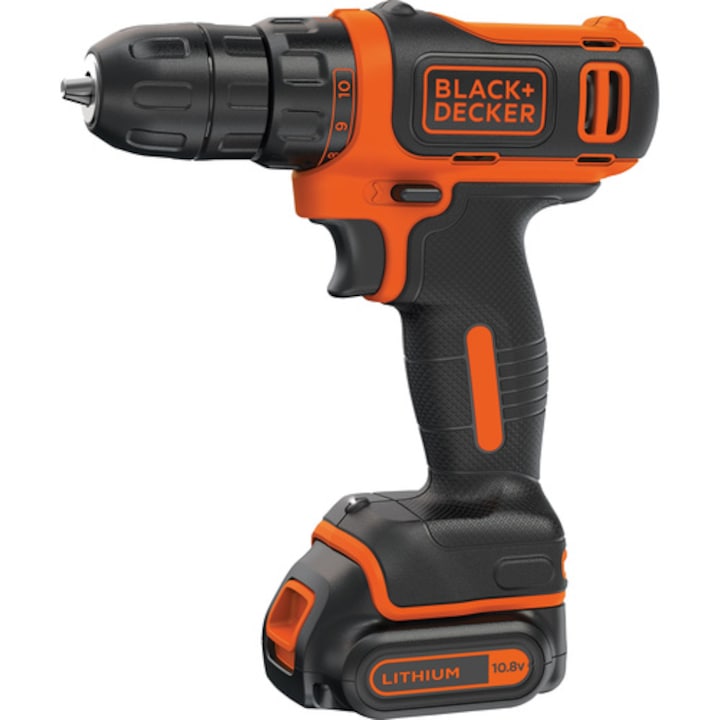 Reducere  RESIGILAT: Masina de gaurit, Black & Decker BDCDD12B-QW, 10,8 V, 550 rpm, 2 baterii, Negru/Portocaliu