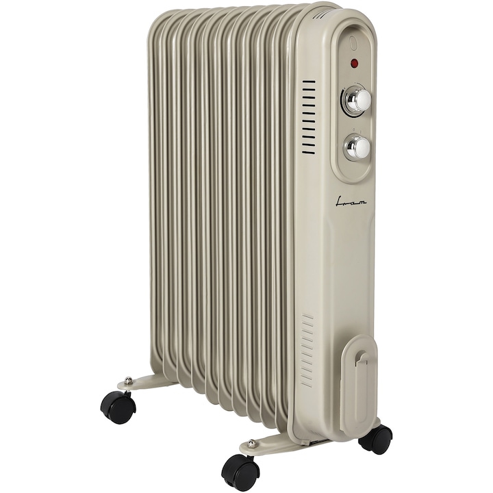 Reducere  RESIGILAT: Calorifer electric cu ulei Fram FOH-YR11BG, 11 elementi, 2500 W, 3 setari de temperatura, Termostat ajustabil, Protectie supraincalzire, Crem