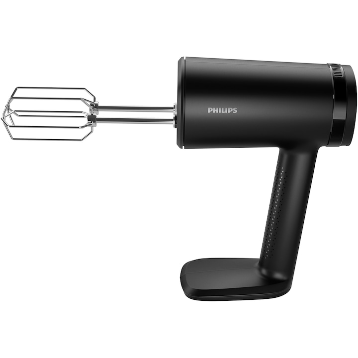 Reducere  RESIGILAT: Mixer de mana Philips seria 5000, HR3781/10, 500W, 5 viteze plus functie turbo, Pornire lina, Ecran LED, Design cu raza mare de actiune, Carlige din otel inoxidabil pentru aluat, Palete de sarma din otel inoxidabil, Cana de depozitare de 1 l, negru