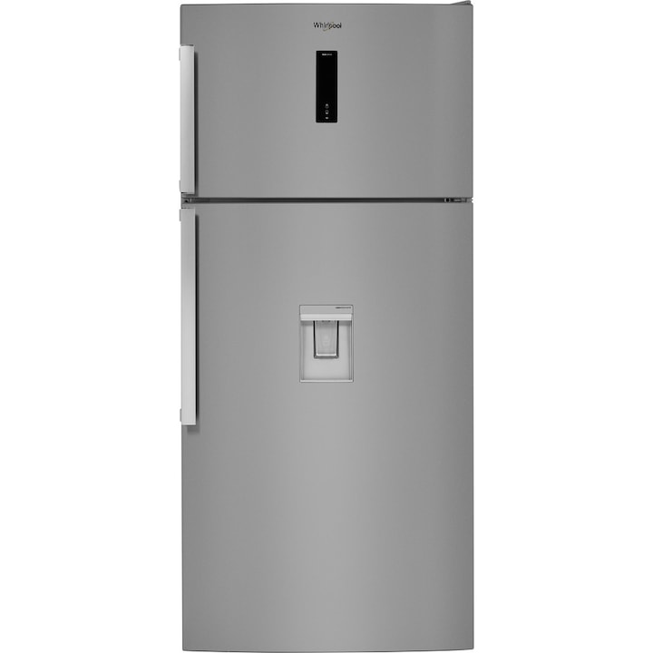 Reducere  RESIGILAT: Frigider cu doua usi Whirlpool W84TE 72XAQUA2, 574 l, Dual No Frost, Clasa E, Dispenser apa, H 186 cm, Inox