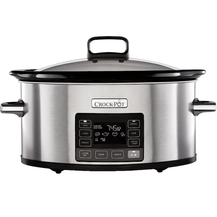 Reducere  RESIGILAT: Slow cooker Crock-Pot CSC066X-01, 5.6 l, digital TimeSelect, vas ceramica, capac de sticla, inox, silver