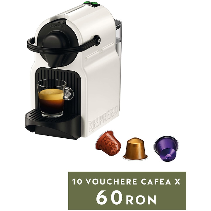 Reducere  RESIGILAT: Espressor Nespresso by Krups Inissia XN100110, 1260W, 19 Bar, 0.7L, Alb, + set capsule degustare