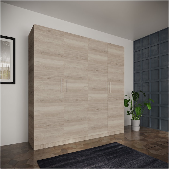 Reducere  RESIGILAT: Dulap Irim Quake 205x52x204 cm, 4 usi, Culoare Sonoma Arwen