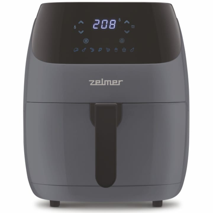 Reducere  RESIGILAT: Friteuza cu aer cald Zelmer ZAF5502G, 1500 w, invelis antiaderent, 5 l, touch control, timer pana la 60 minute, oprire automata, 8 programe presetate, temperatura pana la 200 grade, gri antracit