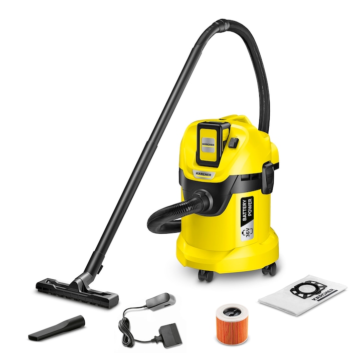 Reducere  RESIGILAT: Aspirator umed/uscat Karcher WD 3 Battery, 300W, 36V, 2.5Ah, 17l