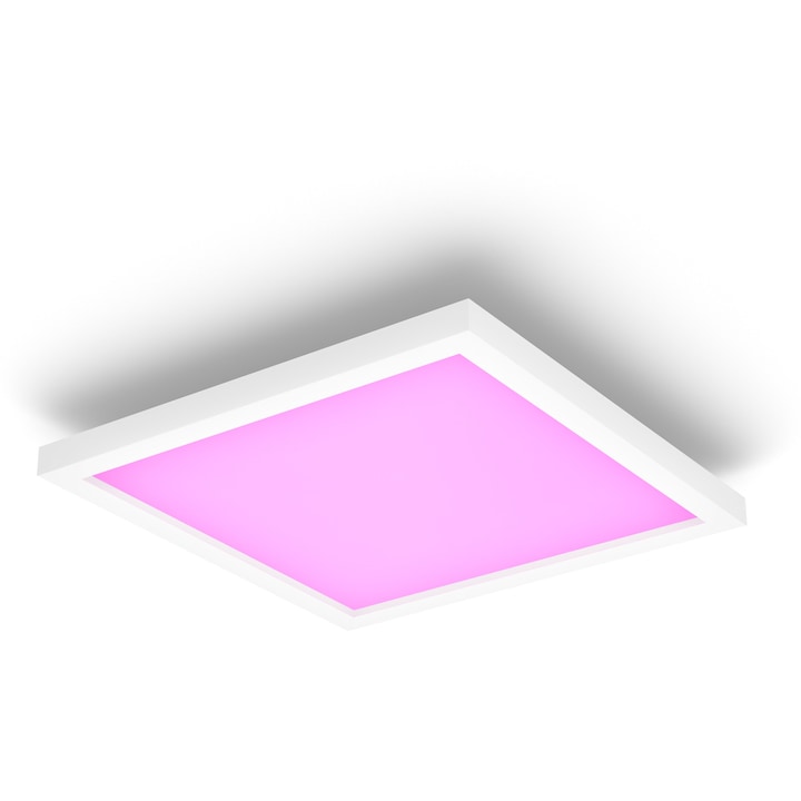 Reducere  RESIGILAT: Panou LED RGB inteligent Philips Hue Surimu SQ, Bluetooth, 25W, 1760lm, lumina alba si colorata (2000-6500K), 30x30cm, Alb