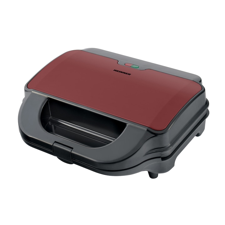 Reducere  RESIGILAT: Sandwich maker Heinner SM-2H900BKS, 900 W, placi XL, 2 placi detasabile antiadezive: waffle, grill, Negru/Rosu