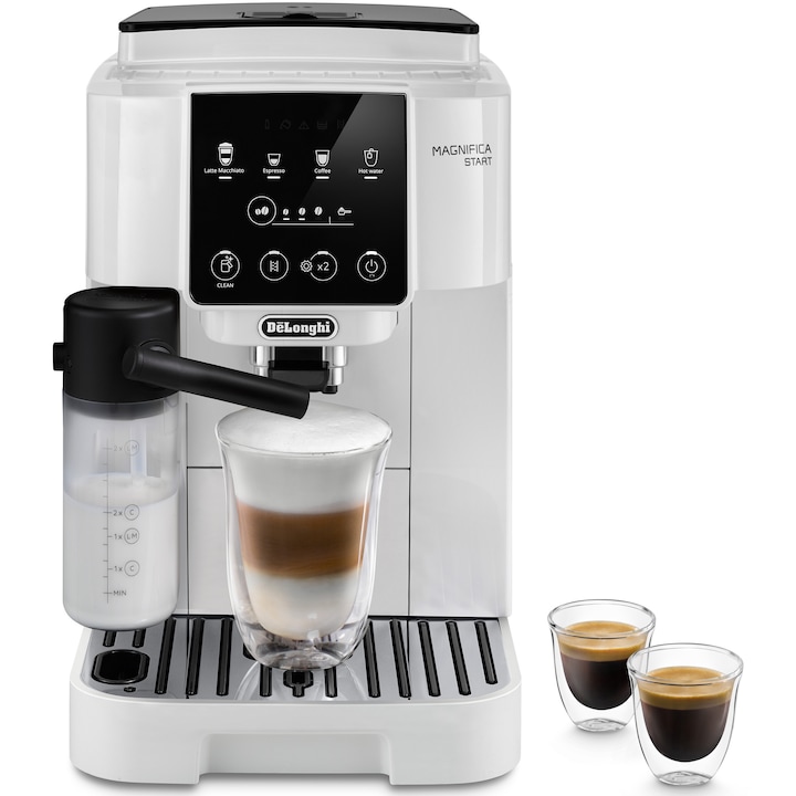 Reducere  RESIGILAT: Espressor automat De’Longhi Magnifica Start ECAM 220.61.W 0132217142, 1450 W, 4 tipuri de bauturi, 15 bari, Alb