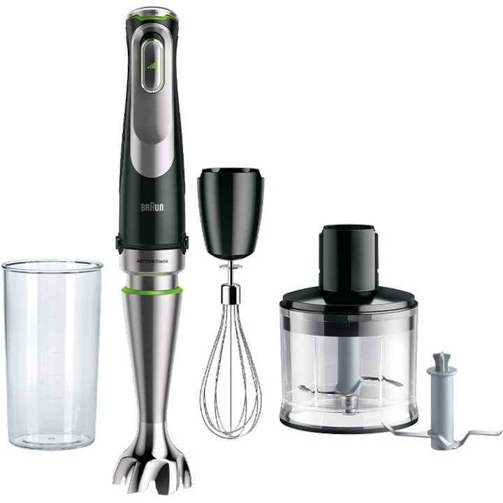 Reducere  RESIGILAT: Mixer vertical Braun MQ9135XI, 1200 W, Pahar gradat 0.6 l, Tocator 0.5l, Tel, viteza variabila, Negru