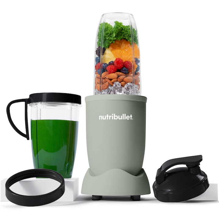 Reducere  RESIGILAT: Blender Nutribullet Pro Mineral NB907MAJD, 900 W, 1 viteza, 5 accesorii, cupe de 710 ml si 946 ml, capac To-Go, verde