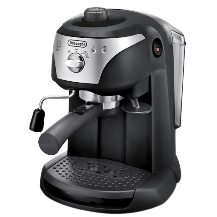 Reducere  RESIGILAT: Espressor manual De’Longhi EC221.B, 15 bari, 1 l, Dispozitiv spumare, Sistem cappuccino, Oprire automata, Negru gri