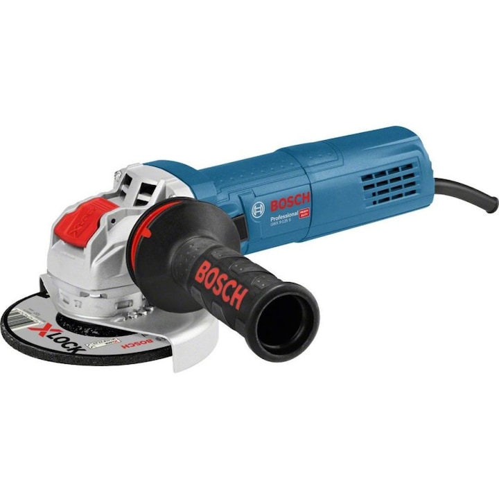 Reducere  RESIGILAT: Polizor unghiular Bosch Professional X-Lock GWX 9-125 S, 900 W, 11.000 RPM, 125 mm diametru disc+ maner auxiliar + aparatoare de protectie