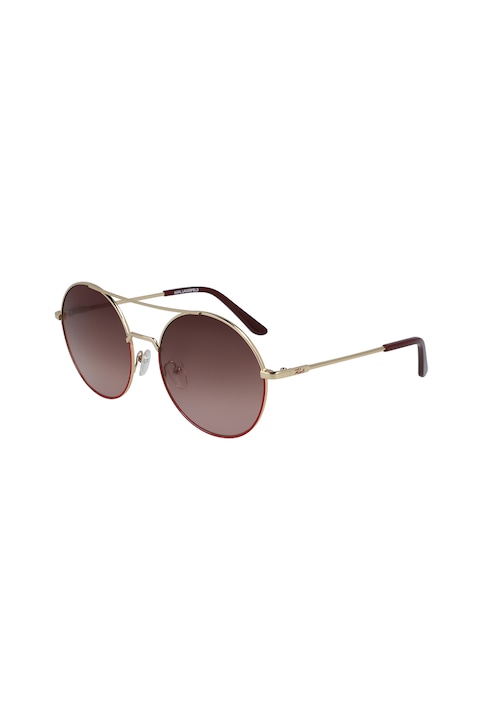 Reducere  RESIGILAT: Karl Lagerfeld – Ochelari de soare rotunzi, cu lentile uni, Auriu/Negru, 57-19-140 Standard