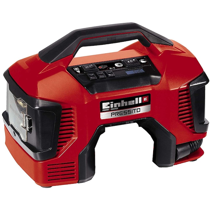 Reducere  RESIGILAT: Compresor hibrid PXC Pressito Einhell TE-AC 18/11 LiAC – Solo, 11 bar, 21 L/min, furtun 71 cm, fara acumulator