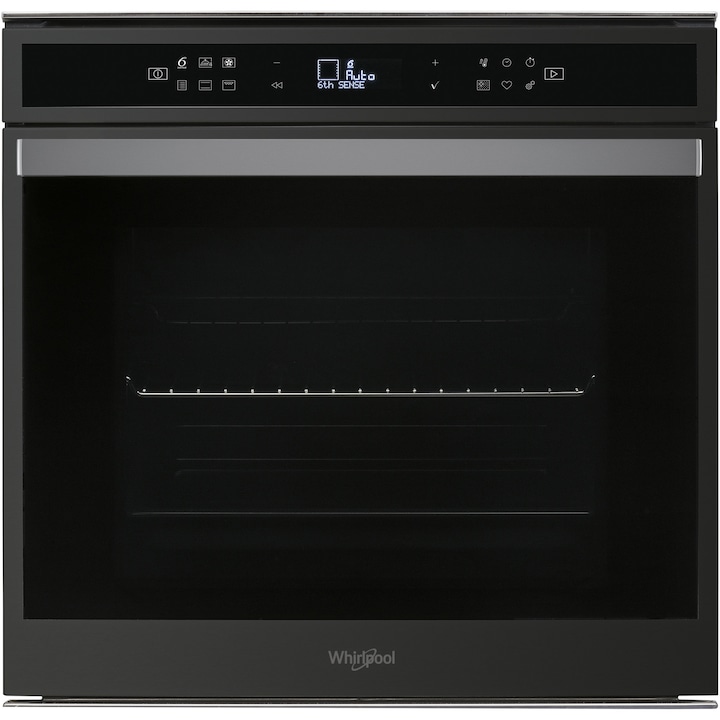 Reducere  RESIGILAT: Cuptor incorporabil Whirlpool W6OM44S1PBS, Electric, 73 l, Autocuratare piroliza, Tehnologia 6TH Sense, Clasa A+, Ready2Cook, Grill, Negru