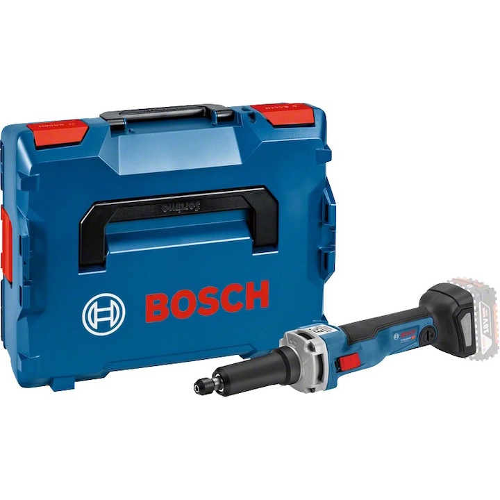 Reducere  RESIGILAT: Polizor drept pe acumulator Bosch Professional GGS 18V-23 LC, 18 V, 23.500 RPM, bucsa elastica, cutie L-Boxx, cheie 13 mm, cheie 19 mm, fara acumulator/incarcator