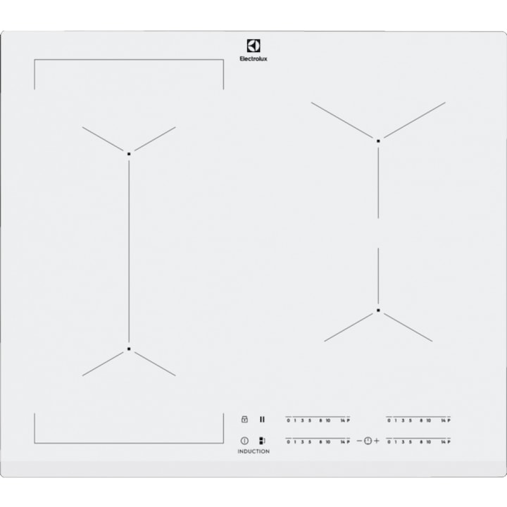 Reducere  RESIGILAT: Plita incorporabila Electrolux EIV63440BW, Inductie, 4 zone de gatit, Bridge, Zona Infinte, OptiFix, Control touch, 60 cm, Sticla alba