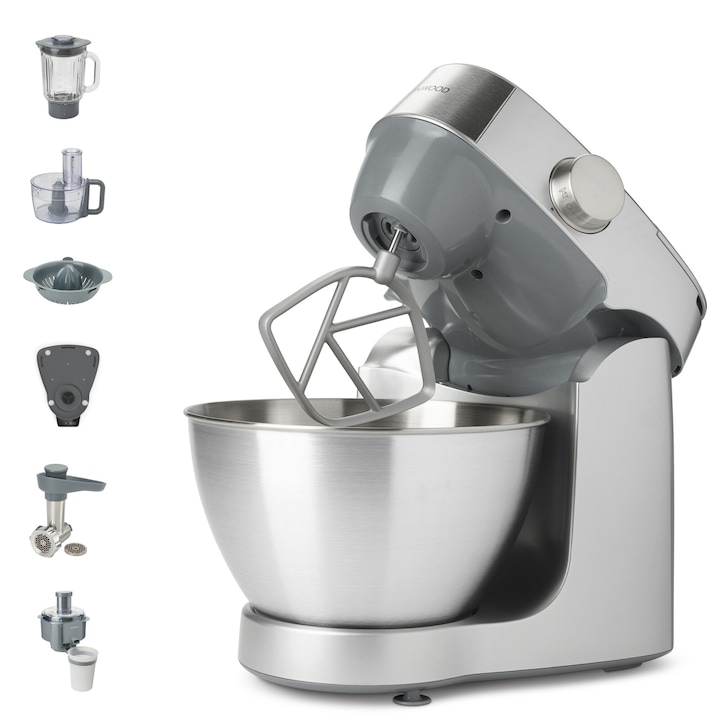 Reducere  RESIGILAT: Robot de bucatarie KENWOOD Prospero+ KHC29A.R0SI, 1000 W, cantar integrat, vas 4.3l, blender sticla 1.2l, masina de tocat, procesor alimente 1.4l, storcator, presa citrice, 3 accesorii patiserie, 6 trepte viteza, argintiu