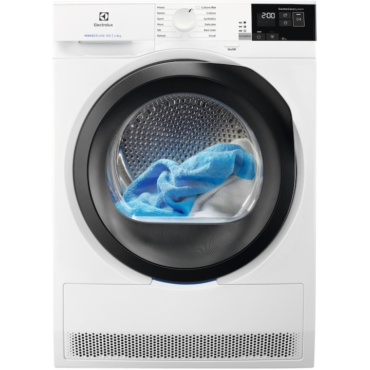 Reducere  RESIGILAT: Uscator de rufe ELECTROLUX EW7H458B, Pompa de caldura, 8 kg, 12 programe, Clasa A++, Alb