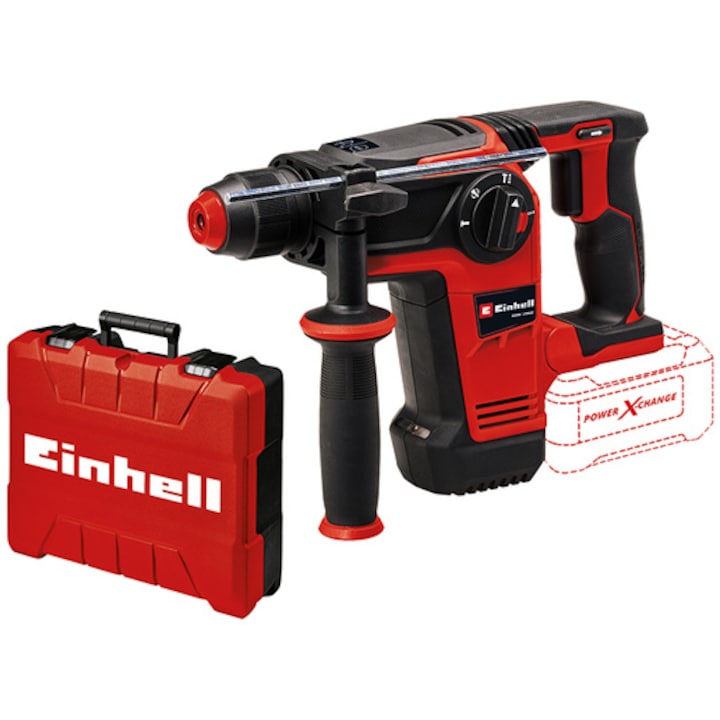 Reducere  RESIGILAT: Ciocan rotopercutor pe acumulator Einhell Professional TP-HD 18/26 Li BL-Solo Power X-Change, 18 V, motor brushless, 2.6 J, SDS-plus, mecanism de impact pneumatic, 4 functii, geanta, fara acumulator/incarcator