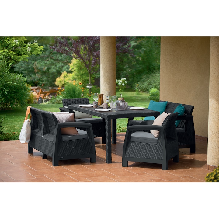 Reducere  RESIGILAT: Set mobilier gradina KETER Bahamas FIESTA, 5 piese, grafit