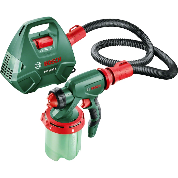 Reducere  RESIGILAT: Pistol de vopsit Bosch PFS 3000-2, 650 W, 1000 ml capacitate rezervor, 300 ml/min capacitate pompare, sistem SDS