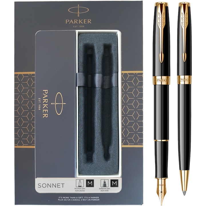 Reducere  RESIGILAT: Set Parker Stilou+Pix Sonnet Royal Black GT