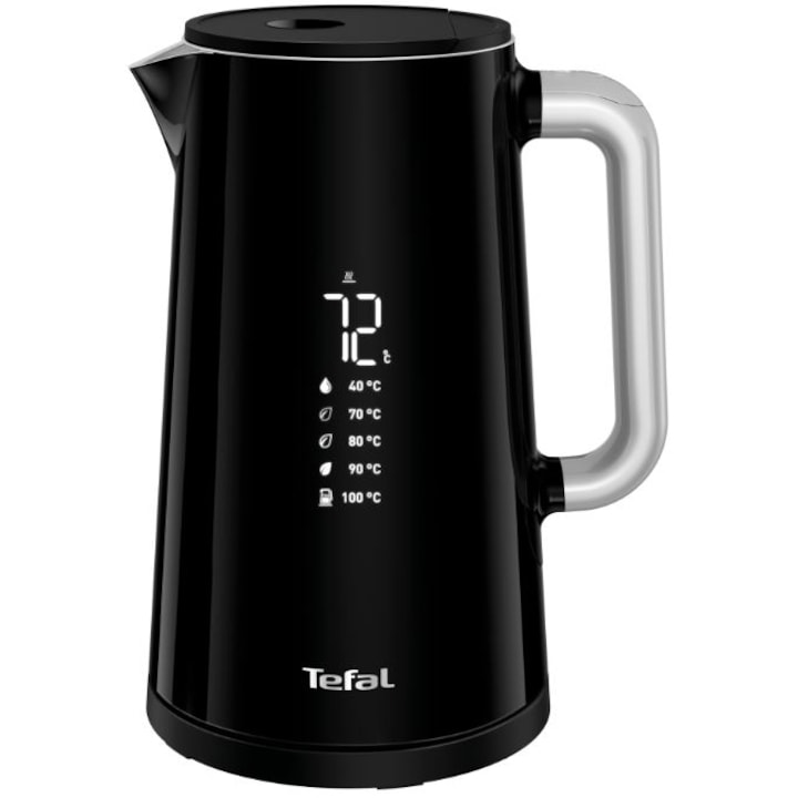 Reducere  RESIGILAT: Fierbator Tefal Smart’n Light KO851830, 1800W, ecran digital, capacitate 1.7L, 5 trepte temperatura, baza rotativa, interior inox, negru