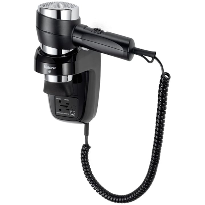 Reducere  RESIGILAT: Uscator de par Valera Action Super Plus 1600 Shaver (Black), pentru hotel, montare pe perete, 1600 W, Negru