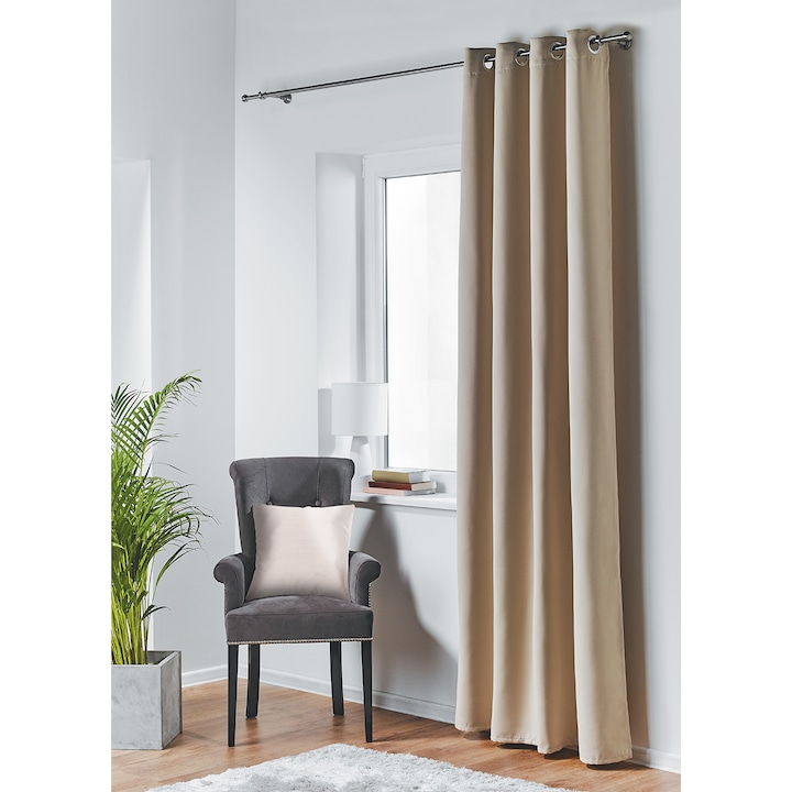 Reducere  RESIGILAT: Draperie cu inele Blackout Splendid, 140×260 cm, poliester 100%, bej