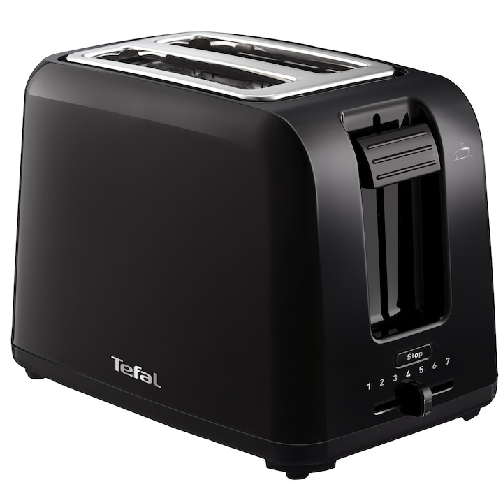 Reducere  RESIGILAT: Prajitor de paine Tefal Vita TT1A1830, 800W, 2 felii, 7 niveluri de rumenire, tavita firmituri detasabila, maner inteligent, Negru