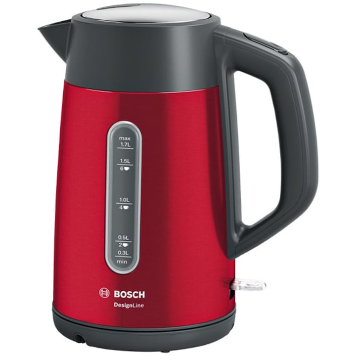 Reducere  RESIGILAT: Fierbator Bosch Designline TWK4P434, 2400W, capacitate 1,7l, filtru anticalcar, rosu