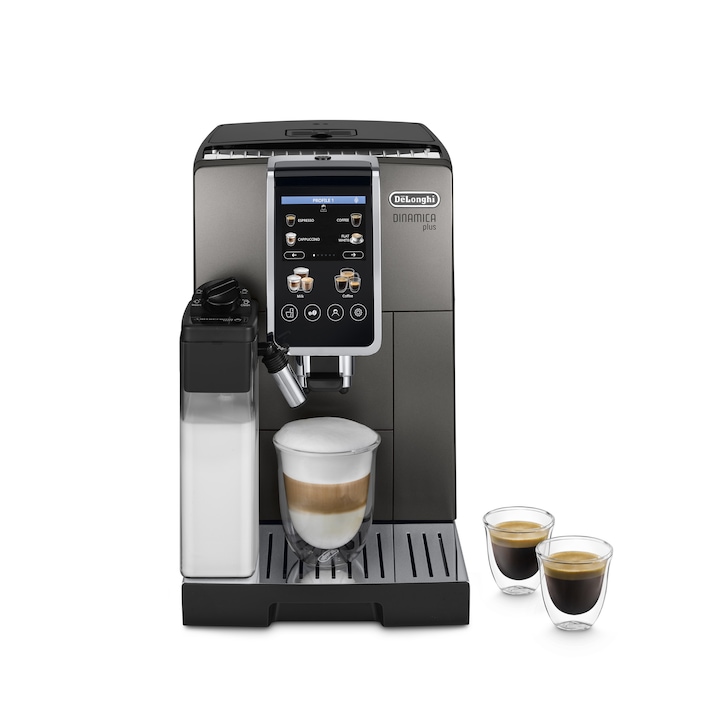 Reducere  RESIGILAT: Espressor automat De’Longhi ECAM 380.95.TB, 1450 W, 15 bar, Rezervor de apa 1,8 l, Smart One Touch, Tehnologie LatteCreama Hot, Gri