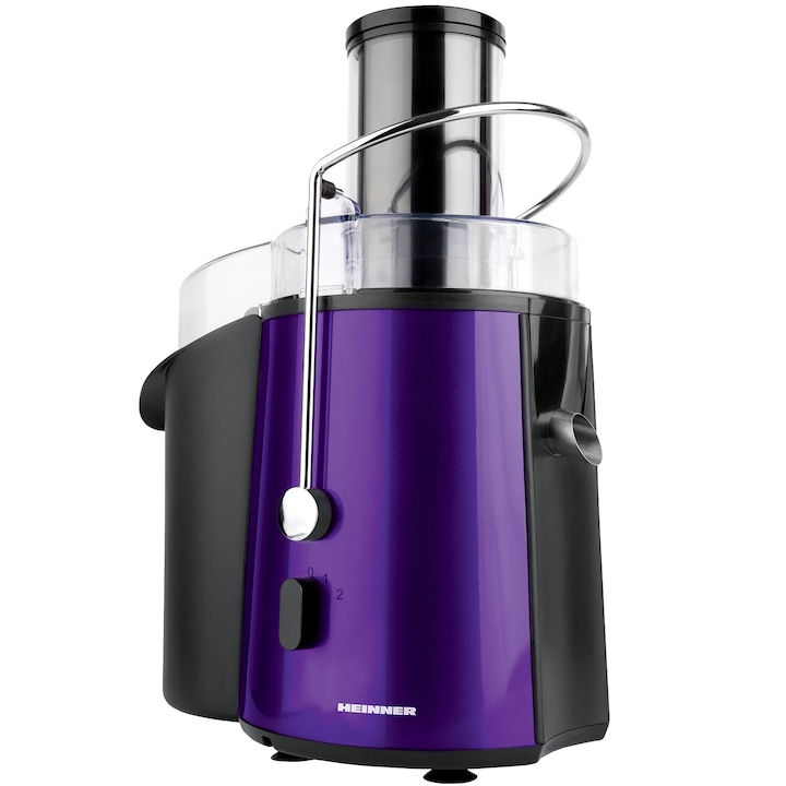 Reducere  RESIGILAT: Storcator de fructe si legume Heinner XF-1000UV, 1000 W, Recipient suc 1 l, Recipient pulpa 2 l, 2 Viteze, Tub de alimentare 75 mm, Violet