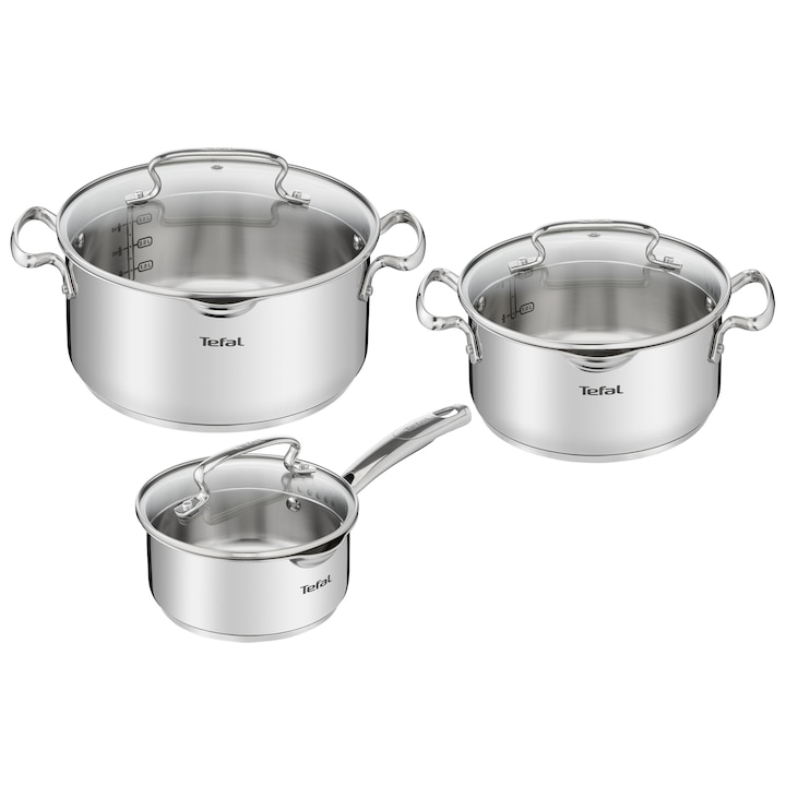 Reducere  RESIGILAT: Set oale Tefal Duetto Plus G719S674, 6 piese, 16-24cm, otel, argintiu