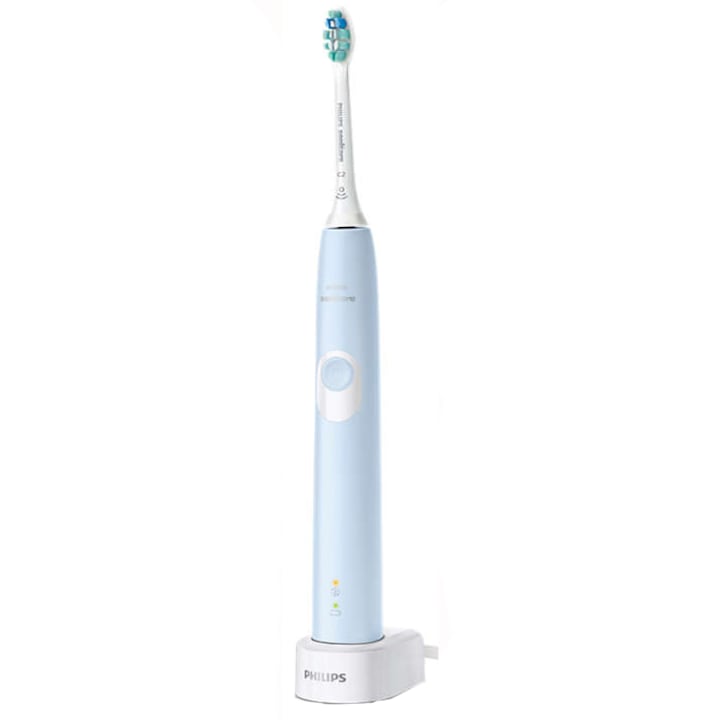 Reducere  RESIGILAT: Periuta electrica sonica Philips Sonicare ProtectiveClean HX6803/04, 62000 miscari/minut, 1 mod de curatare, 2 intensitati, senzor presiune, functie BrushSync, 1 cap de periere, Albastru deschis