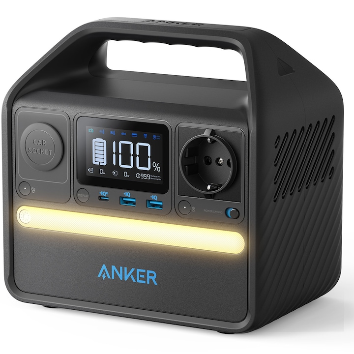 Reducere  RESIGILAT: Statie de incarcare portabila Anker Portable Power Station, PowerHouse 521, 256Wh, 200W, 220V, 2x AC, 60W, 2 UBS, USB-C Power Delivery, lumina LED, 6 porturi, afisaj