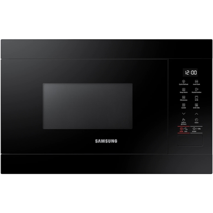 Reducere  RESIGILAT: Cuptor cu microunde incorporabil Samsung MG22M8254AK/E2, 22 l, 850 W, Dezghetare rapida, Pastrare la cald, Grill, Mod Eco, Interior ceramic, Negru