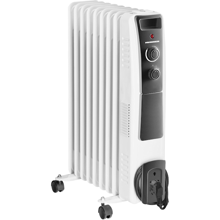 Reducere  RESIGILAT: Calorifer electric cu ulei Heinner HOH-Y09WB, 2000 W, 9 elementi, protectie supraincalzire, termostat reglabil, alb