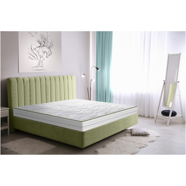 Reducere  RESIGILAT: Saltea ortopedica Aloe Vera Dual Confort Green Future, 160x200x25 cm, spuma poliuretanica cu memorie 4 cm, 7 zone de confort, hipoalergenica, reversibila, fermitate medie