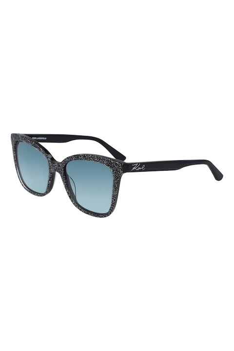 Reducere  RESIGILAT: Karl Lagerfeld – Ochelari de soare patrati cu aspect stralucitor, 54-18-140, Alb/Negru