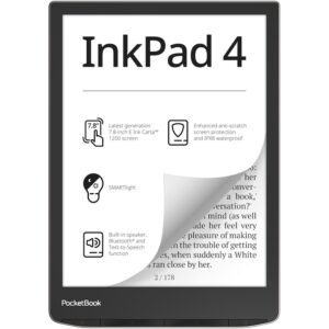 Reducere  RESIGILAT: eBook Reader PocketBook InkPad 4 PB743G, ecran tactil 7.8″ E Ink Carta™ 1200, 300dpi, 32GB, SMARTlight, G-sensor, Bluetooth&WiFi, Argintiu