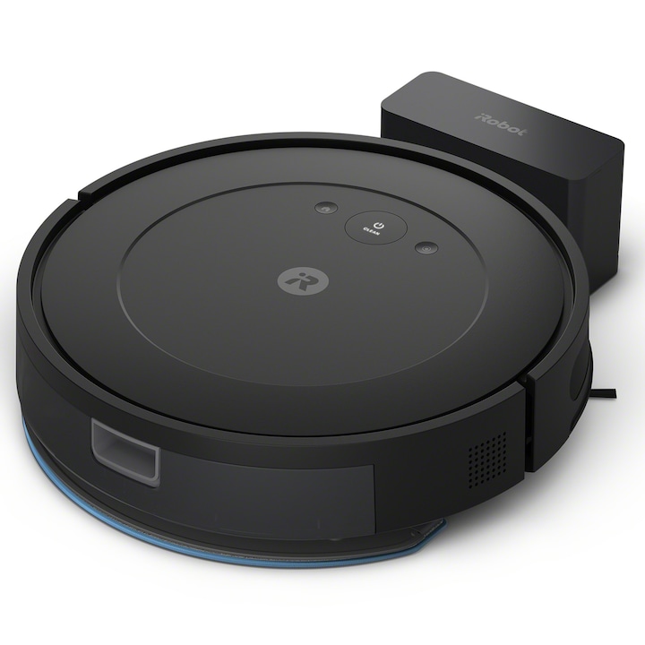 Reducere  RESIGILAT: Aspirator si mop robot (2 in 1) Roomba Combo Essential Y011040, Sistem de curatare in 4 pasi, dotat cu Wifi, accepta comenzi vocale, aplicatie intuitiva iRobot, navigatie giroscopica, autonomie de pana la 120 de minute, Negru