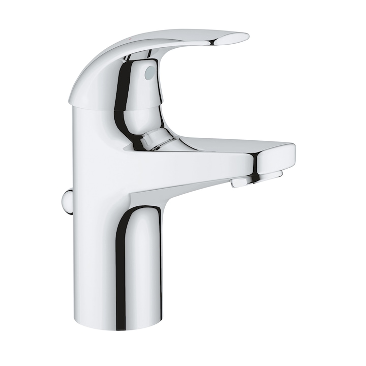 Reducere  RESIGILAT: Baterie lavoar Grohe Start Curve, monocomanda, racorduri 3/8″, cartus ceramic, limitator debit, set evacuare cu tija, marimea S, Crom