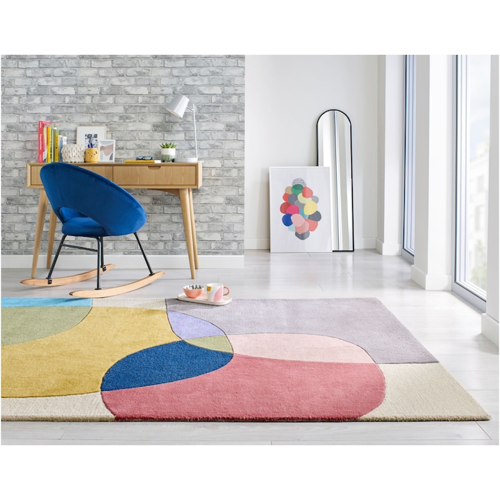 Reducere  RESIGILAT: Covor dreptunghiular Flair Rugs Glow, 160 x 230 cm, 3200 g/m², 100% Lana, Multicolor