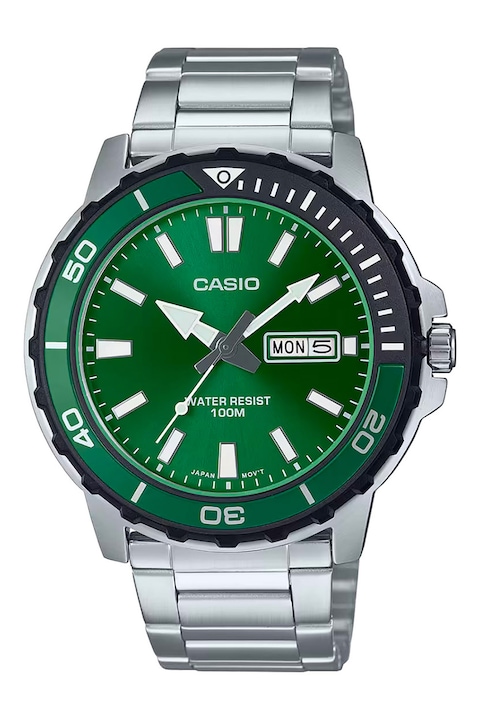 Reducere  RESIGILAT: Casio – Ceas quartz cu logo pe cadran, Argintiu