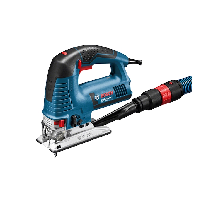 Reducere  RESIGILAT: Fierastrau vertical Bosch Professional GST 160 BCE, 800 W, 3000 curse/min, 160 mm adancima maxima taiere, 3 panze fierastrau, 1/1 insertie L-Box, adaptor aspirare, capac, cutie L-Boxx