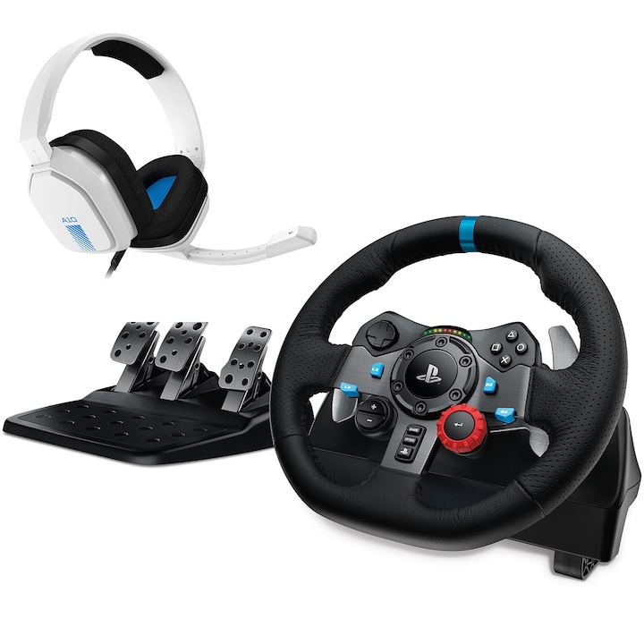 Reducere  RESIGILAT: Volan Logitech Driving Force G29 pentru Playstation 5, Playstation 4, Playstation 3, PC + Casti Astro A10